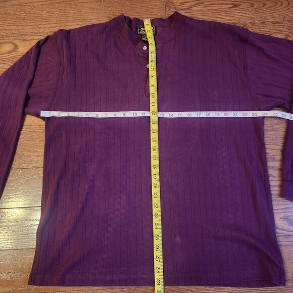 Eddie Bauer Men's Long Sleeves Sz Large Casual Henly Shirt Burgundy Made in USA - Picture 3 of 5